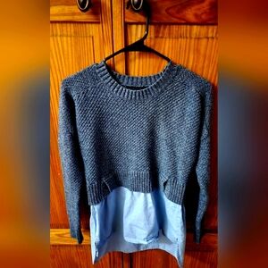 Chambray / Blue / Banana Republic Sweater / Shirt Combo / 100% Cotton / XS